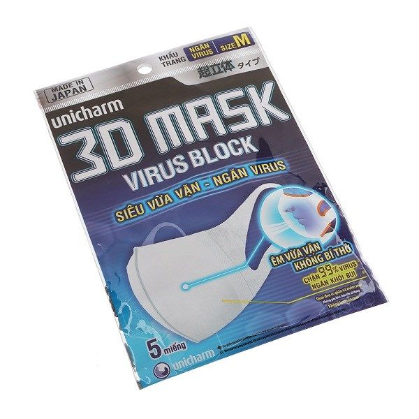 Khẩu Trang 3D Ngăn Virus 5 Miếng/Gói