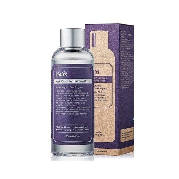 Nước Hoa Hồng Dưỡng Ẩm Không Mùi Klairs Supple Preparation Unscented Toner 180ml