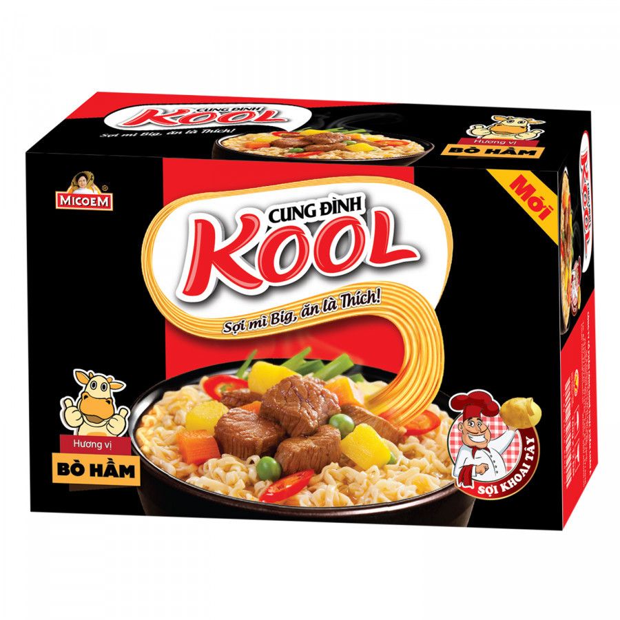 Thùng 12 Tô Mì Khoai Tây Cung Đình Kool Vị Bò Hầm 80G