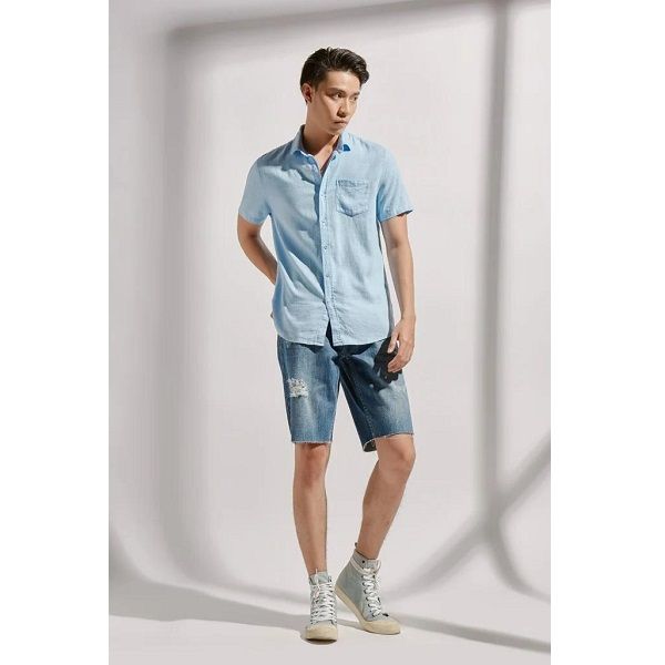 Áo Nam Tay Ngắn Màu Xanh Couple TX 3014