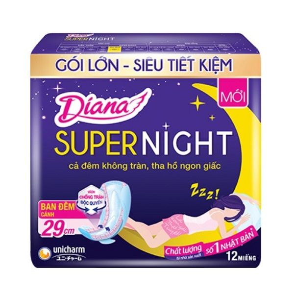Băng Vệ Sinh Diana Đêm Super Night 29cm 12 Miếng