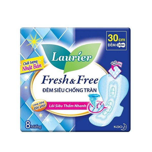 Băng Vệ Sinh Laurier Fresh & Free Đêm 30cm 8 Miếng