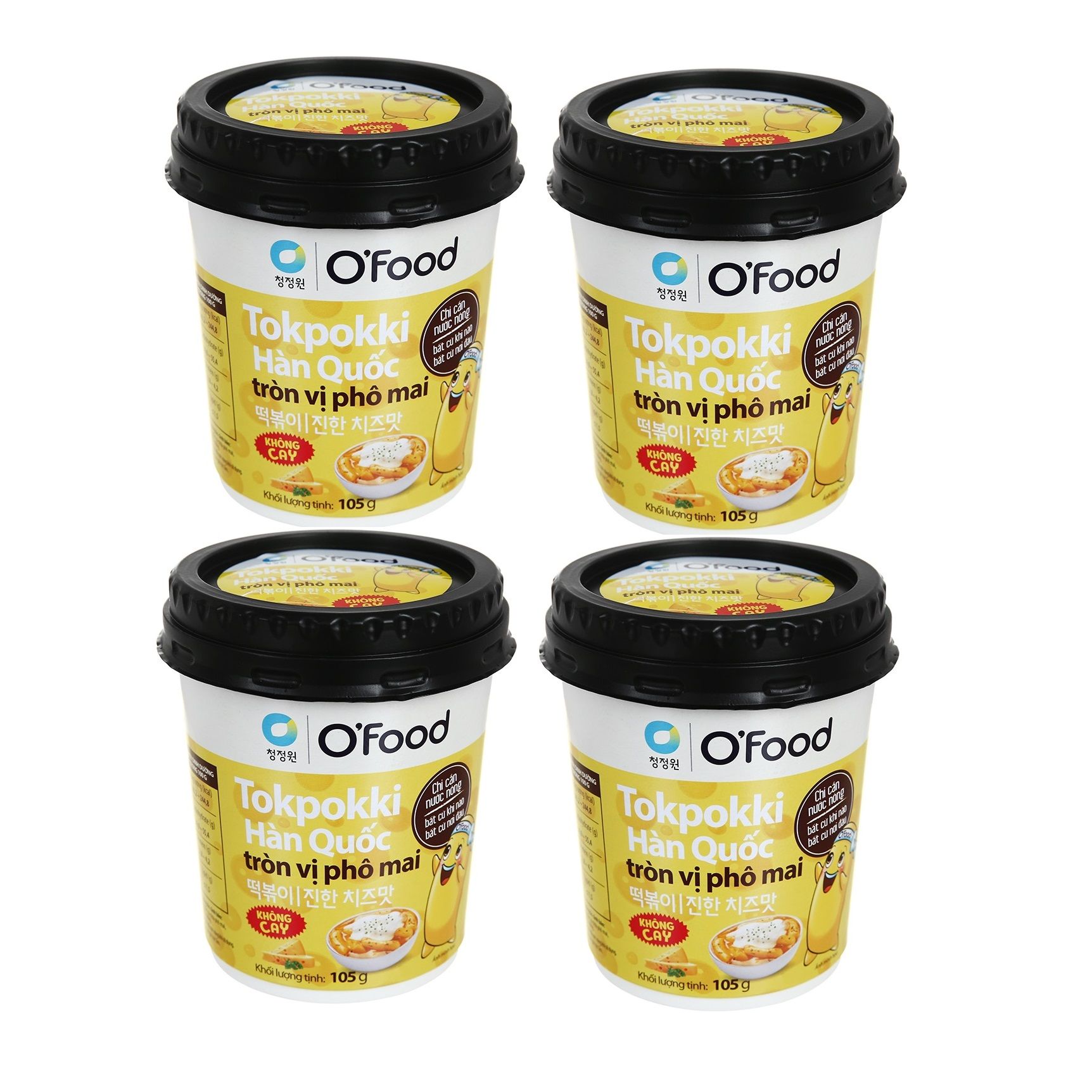 Combo 4 Ly Bánh Gạo Tokpokki O'food Vị Phô Mai Không Cay 105g