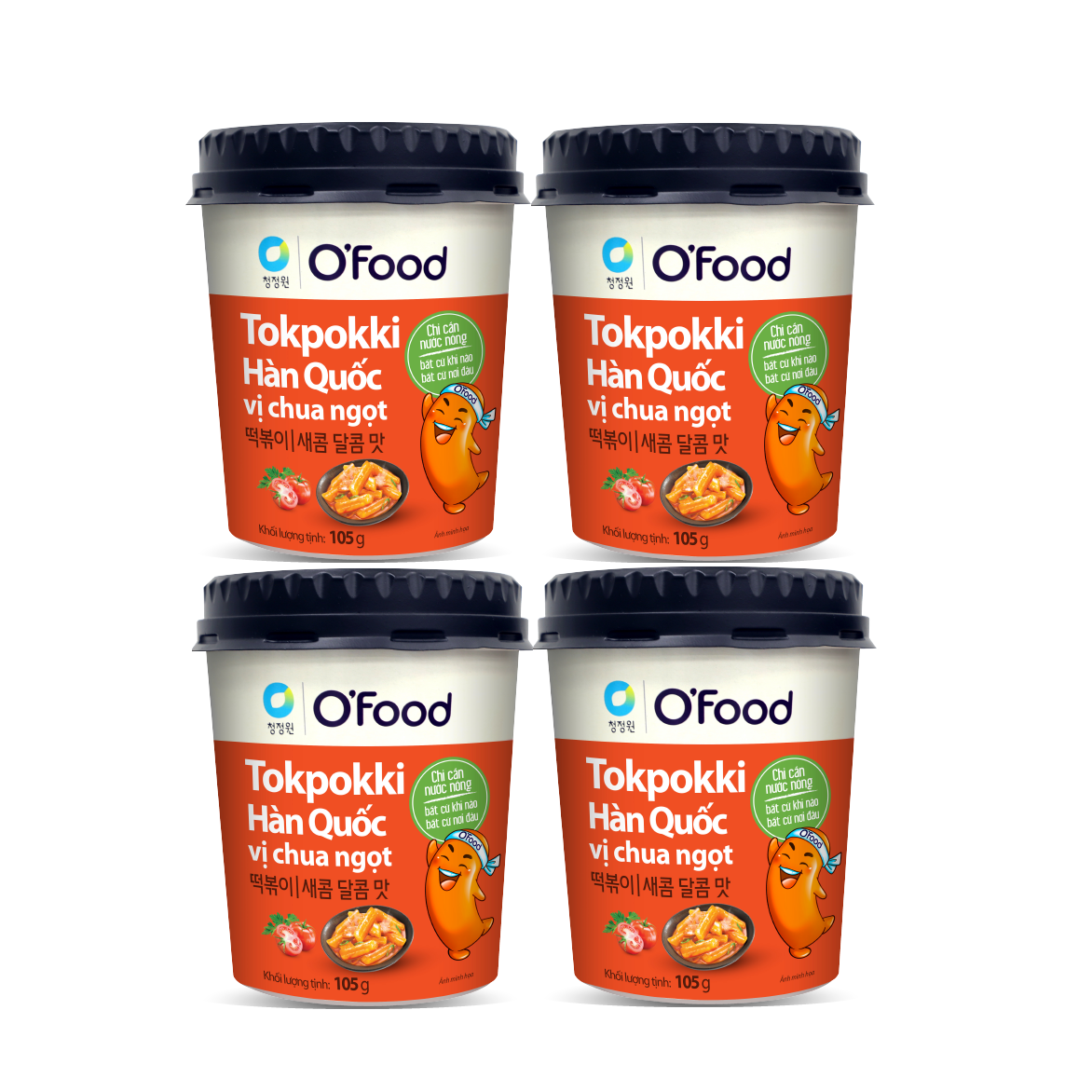 Combo 4 Ly Bánh Gạo Tokpokki O'food Vị Chua Ngọt 105g