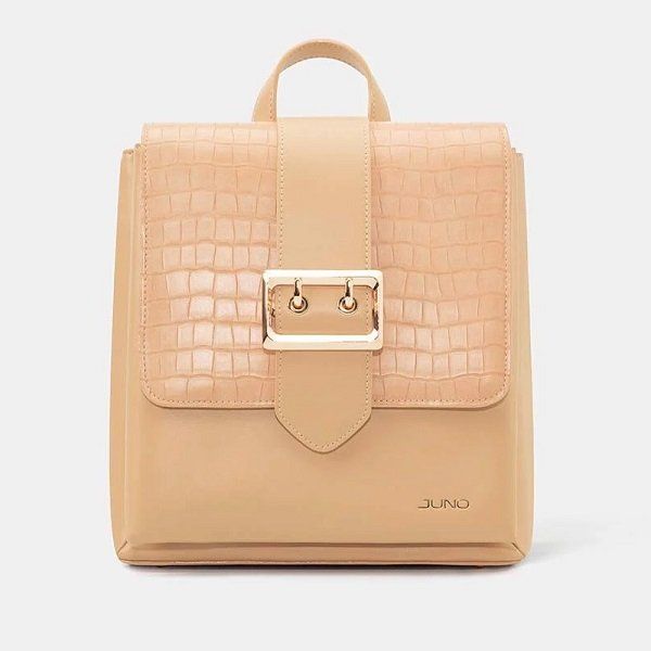 Balo Buckle Phối Si Vân Juno Màu Nâu BL111-NAU (Store 1001)