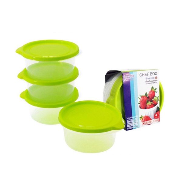 Bộ 4 Hộp Nhựa JCP Micronware Chef Tròn 600ml 6062/4 (Màu Ngẫu Nhiên)