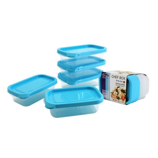 Bộ 5 Hộp Nhựa JCP Micronware Chef Chữ Nhật Nhỏ 225ml 6071/5 (Màu Ngẫu Nhiên)