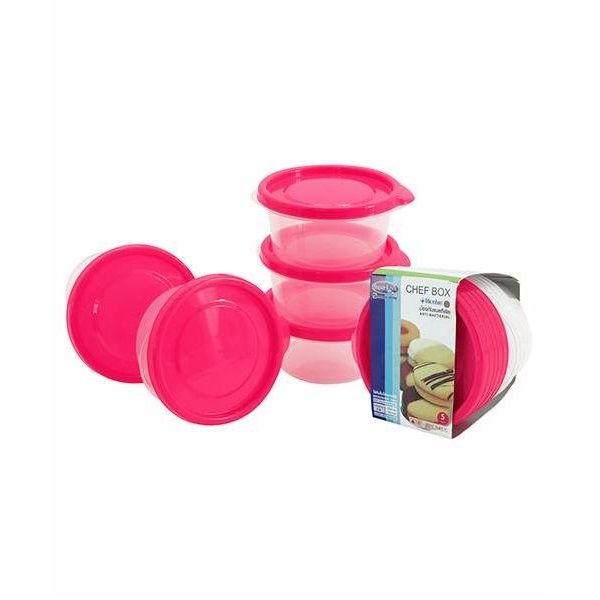 Bộ 5 Hộp Nhựa JCP Micronware Chef Tròn 300ml 6061/5 (Màu Ngẫu Nhiên)
