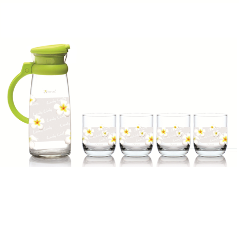 Bộ Bình Maison 1L Và 4 Ly In Hoa 235ml