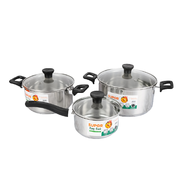 Bộ Nồi Supor Inox 304 Easycook H20211-T1 16/20/24CM