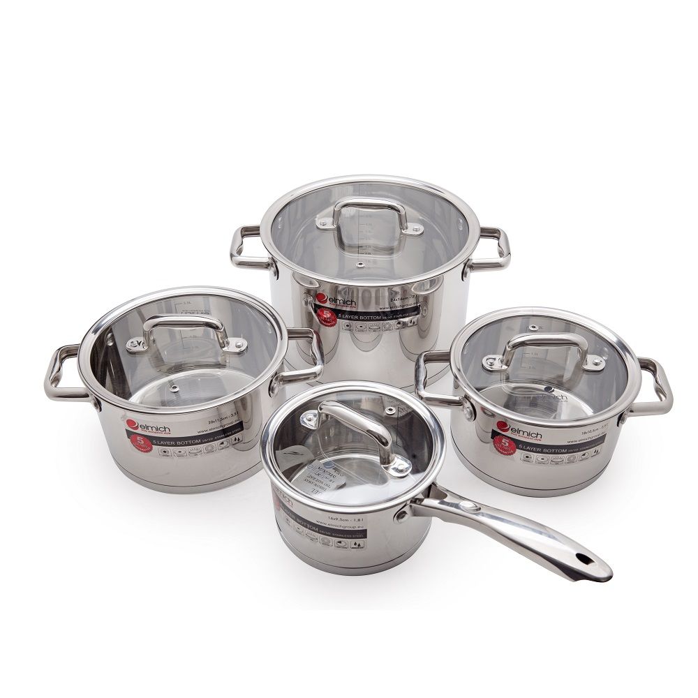Bộ Xoong Inox Elmich 5 Đáy (Bộ 4)