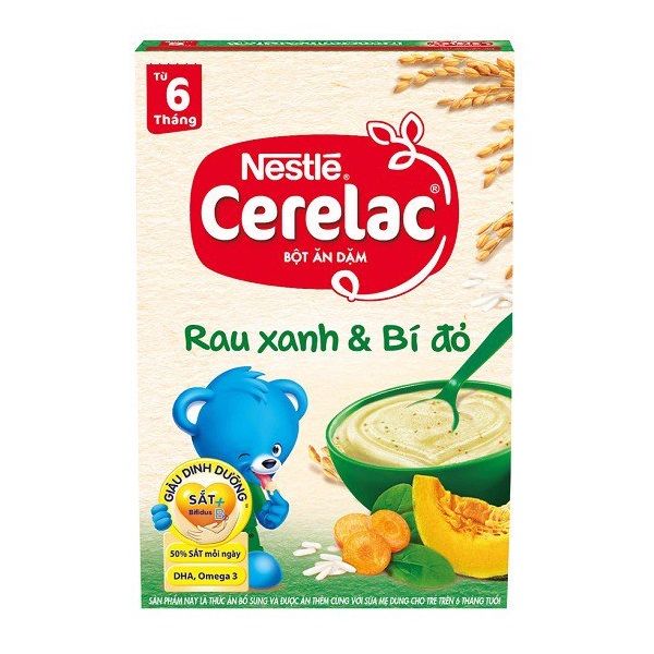 Bột Ăn Dặm Rau Xanh Và Bí Đỏ Nestle Cerelac - Hộp 200g