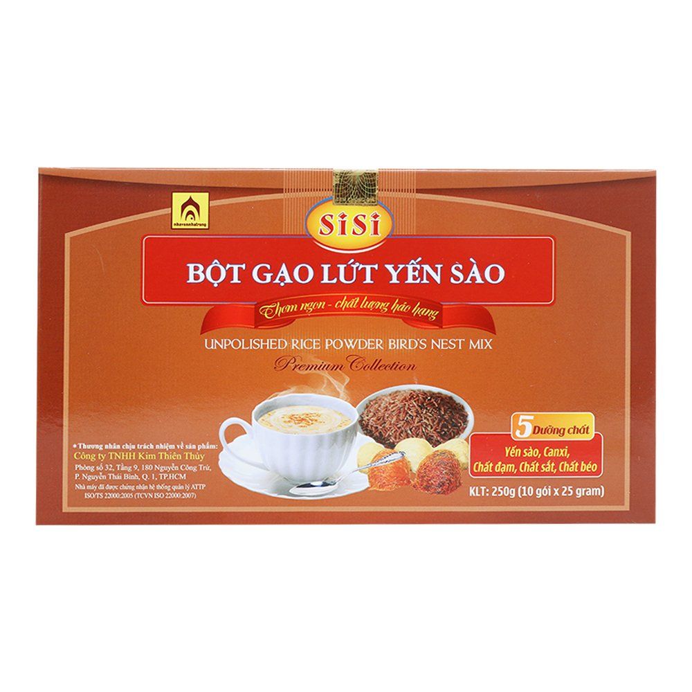 Bột Gạo Lứt Yến Sào Hiệu Sisi - Hộp 250g (10 Gói x 25g)
