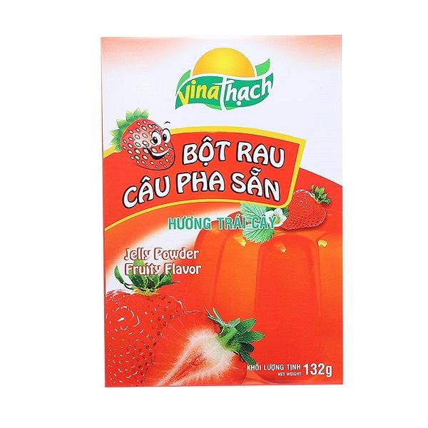 Bột Rau Câu Pha Sẵn Hương Dâu Vina Thạch - Hộp 132g
