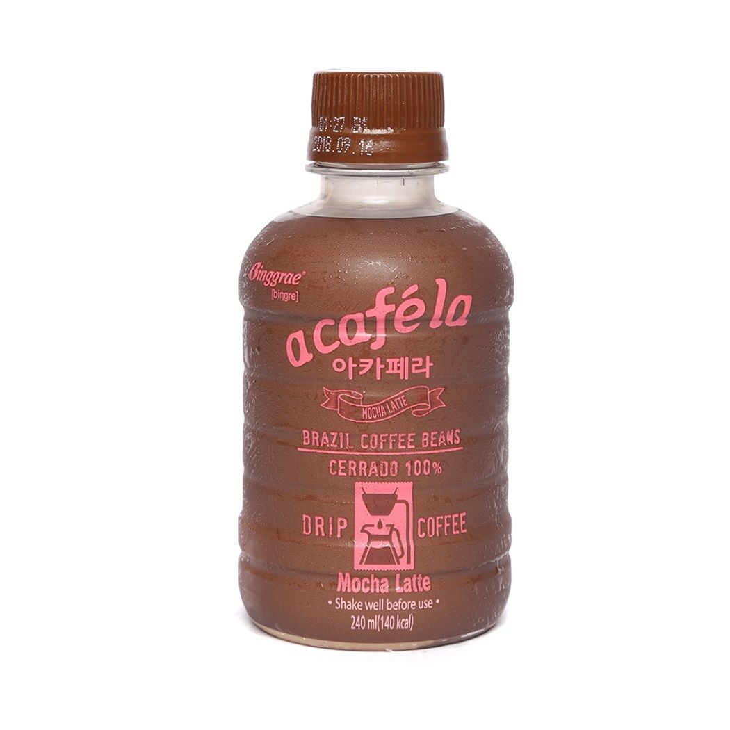 Cà Phê Sữa Acafela Mocha Latte Binggrae - Chai 240ml (Nhập Khẩu Hàn Quốc)