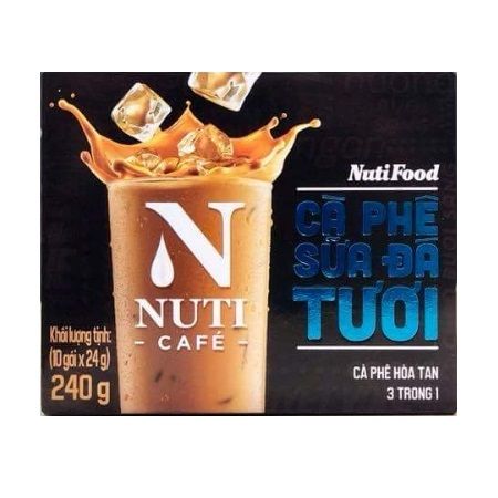 Cà Phê Sữa Đá Tươi Nuticafe 3 trong 1 - Hộp 240g (10 Gói x 24g)