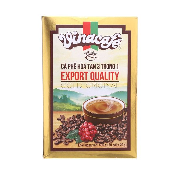Cà Phê VCF 3 trong 1 Gold Original Export - Hộp 20 Gói x 20g