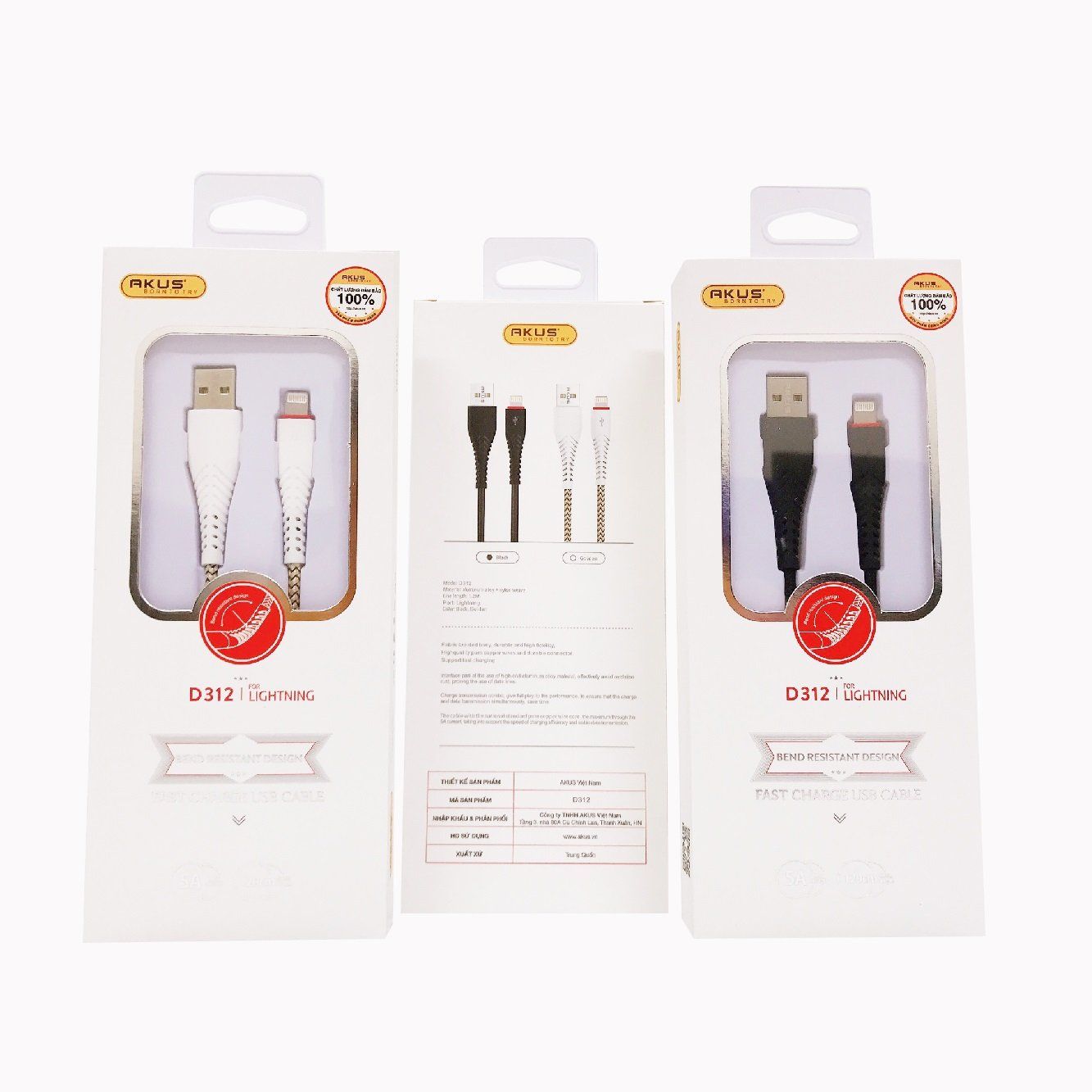 Cáp Lightnining Akus D312 - 2 Màu
