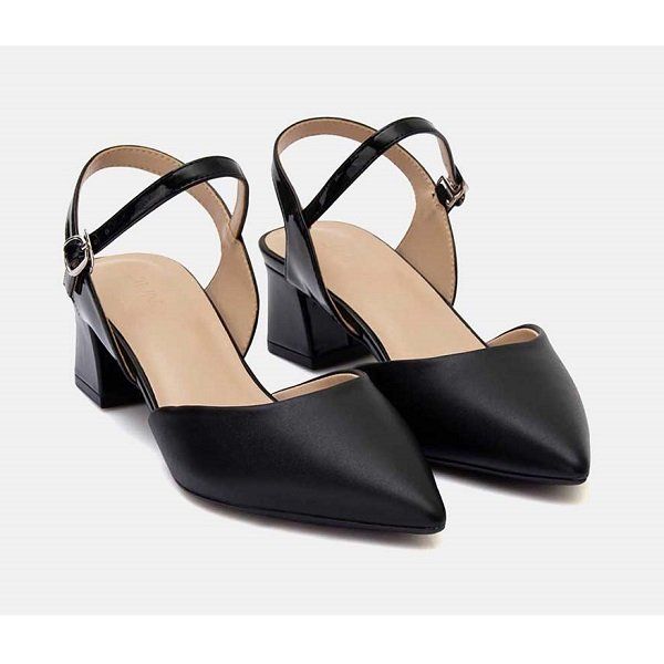 Giày Cao Gót 5cm Mũi Nhọn Phối Màu Juno Màu Đen CG05075 (Store 1001)