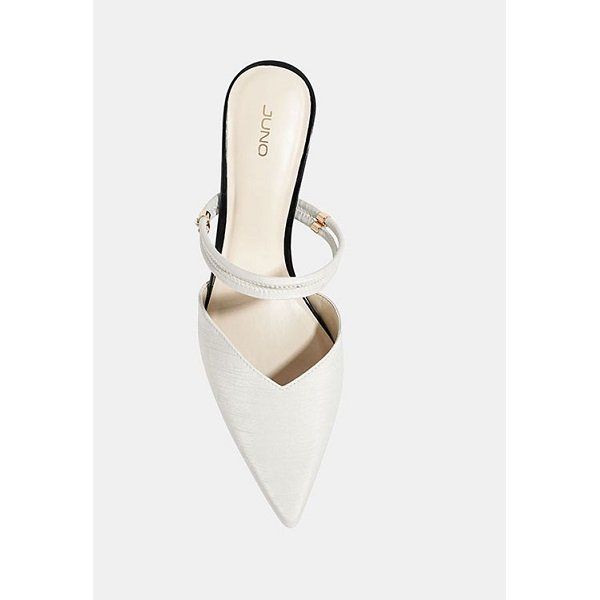 Giày Mules Mũi Nhọn Gót Trụ Juno Màu Xám CG05097 (Store 1001)