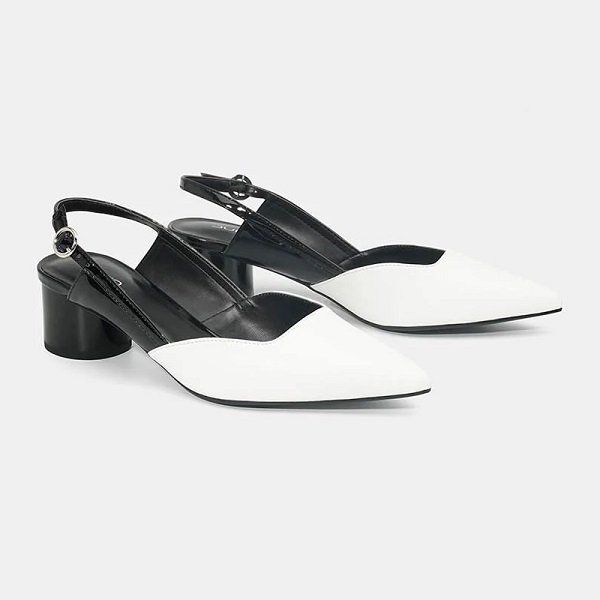 Giày Cao Gót 5cm Phối Hai Tone Màu Juno Màu Trắng CG05100-TRANG (Store 1001)