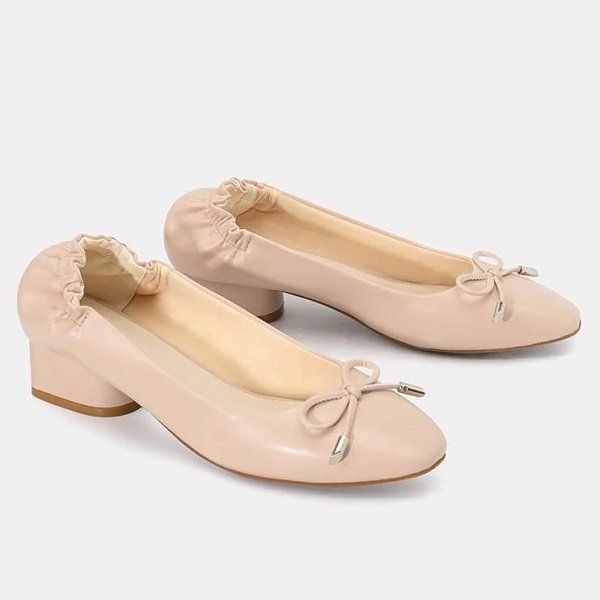 Giày Cao Gót Hậu Rút Nhún Juno Màu Hồng CG05103 (Store 1001)