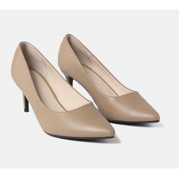 Giày Cao Gót Mũi Nhọn Gót Thanh Juno Màu Nâu CG07080 (Store 1001)