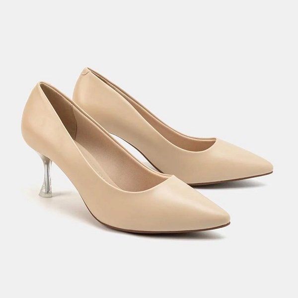 Giày Cao Gót 7cm Mũi Nhọn Gót Chuyển Màu Juno Màu Kem CG07101-KEM (Store 1001)