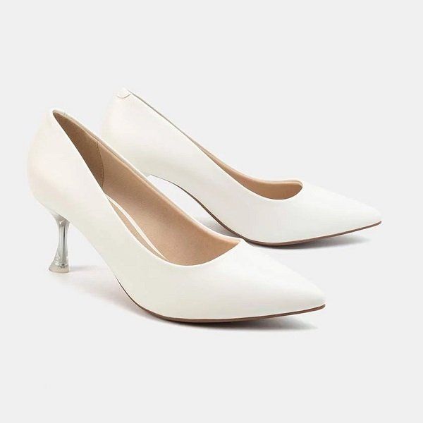 Giày Cao Gót 7cm Mũi Nhọn Gót Chuyển Màu Juno Màu Trắng CG07101-TRANG (Store 1001)