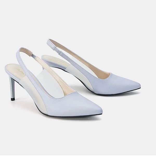 Giày Cao Gót Slingback Mũi Nhọn Gót Thanh Juno Màu Xanh Tím CG09122 (Store 1001)