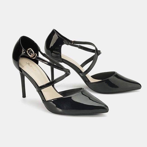 Giày Cao Gót 9cm Mũi Nhọn Gót Thanh Juno Màu Đen CG09125-DEN (Store 1001)