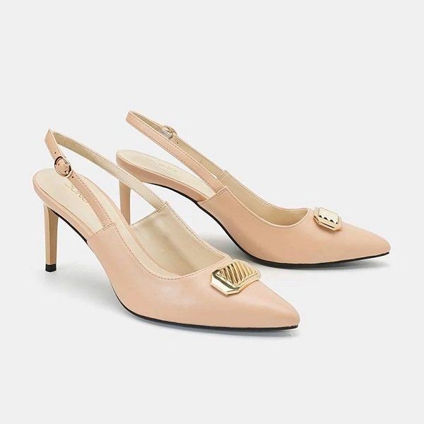 Giày Cao Gót 9cm Mũi Nhọn Slingback Juno Màu Kem CG09127-KEM (Store 1001)