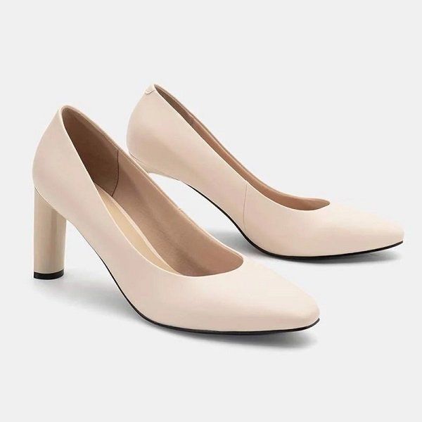 Giày Pump Gót 9cm Sơn Ánh Nhũ Juno Màu Kem CG09132-KEM (Store 1001)