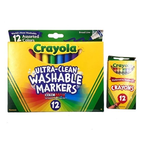 Combo 12 Bút Sáp Màu và 12 Bút Lông Màu Crayola