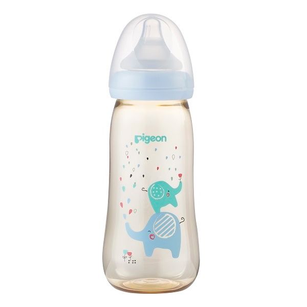 Bình Sữa PPSU Cao Cấp Pigeon Hình Voi Xanh 330ml