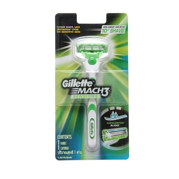 Dao Cạo Gillette Mach3 Sensitive - 3 Lưỡi + 1 Đầu Dao