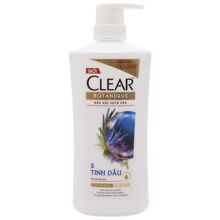 Dầu Gội Clear Botanique 5 Tinh Dầu 650g