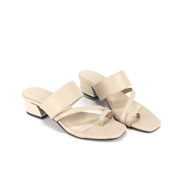 Guốc Dây Xỏ Ngón 5cm Màu Kem Cillie 1050 (Store 5703)