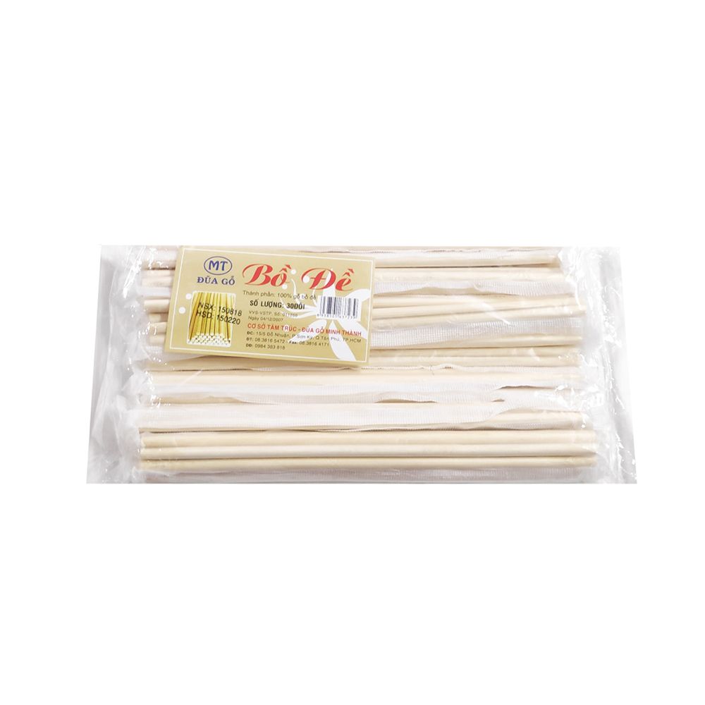 Đũa Gỗ Bồ Đề Tròn Minh Thành 20cm (30 Đôi/Gói)
