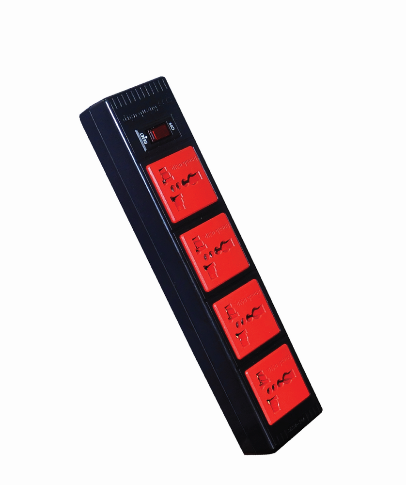 Ổ Cắm Điện Chịu Nhiệt 4 Lỗ 3 Chấu (Đen) Dây 5M