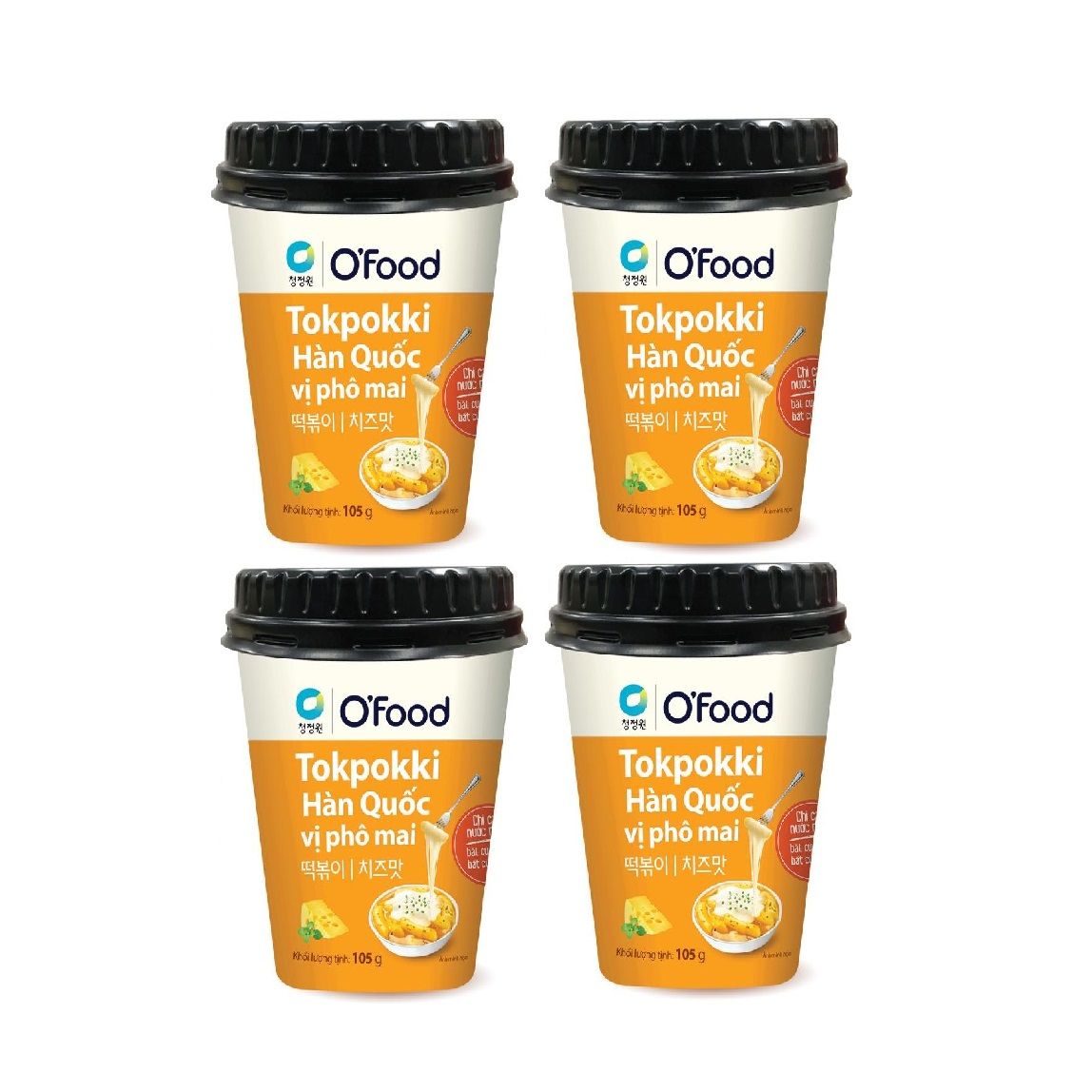 Combo 4 Ly Bánh Gạo Tokpokki O'food Vị Phô Mai 105g