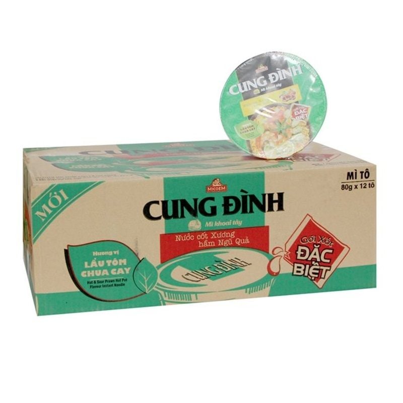 Thùng 12 Mì Tô Cung Đình Lẩu Tôm Chua Cay 80G