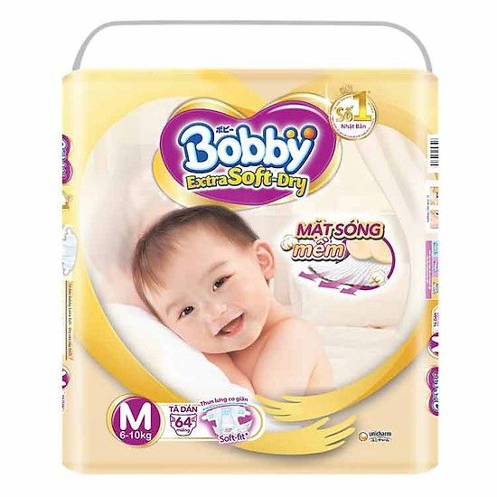 Tã Dán Extra Bobby Soft Dry M64