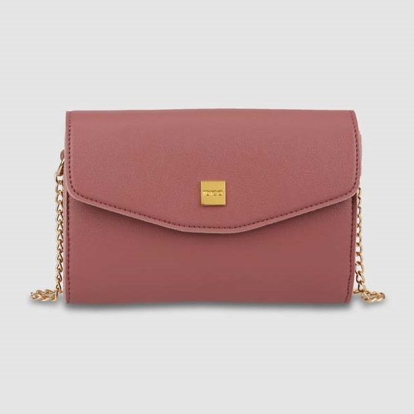 Túi Đeo Chéo Nữ Nắp Gập Dây Xích IDIGO Màu Hồng Ruốc FB2-133-406 (Store 1001)