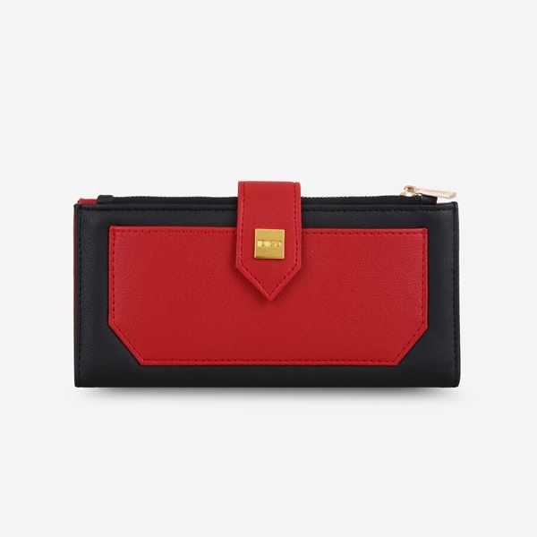 Ví Nữ Dài Cầm Tay Phối Màu IDIGO Màu Đỏ Đô FW2-1221-438 (Store 1001)