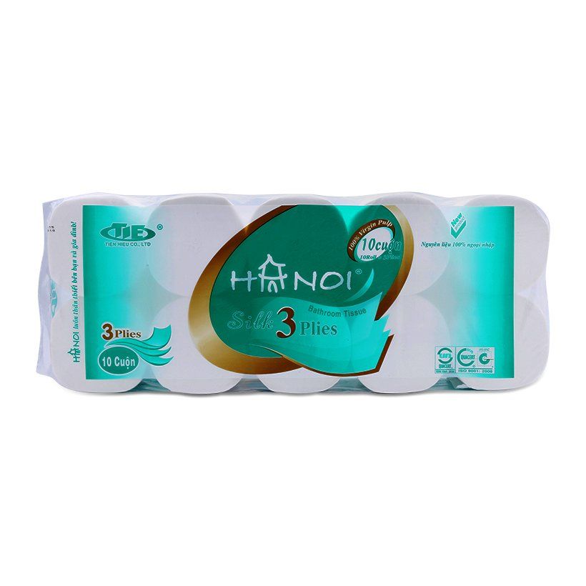 Giấy Vệ Sinh Hà Nội 3 Lớp Không Lõi - 10 Cuộn
