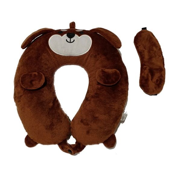 Gối Cổ Dog Kèm Bịt Mắt Màu Nâu Hunet