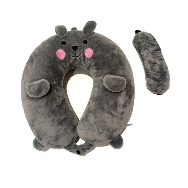 Gối Cổ Rabbit Kèm Bịt Mắt Màu Xám Hunet