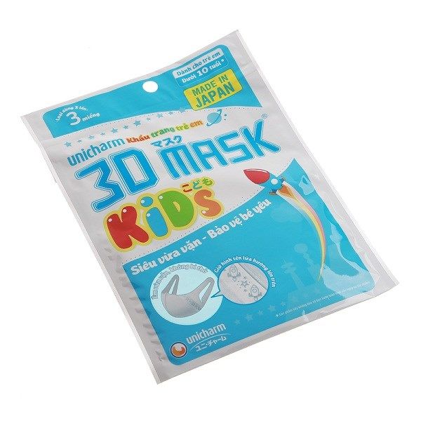 Khẩu Trang 3D Trẻ Em 3 Miếng/Gói