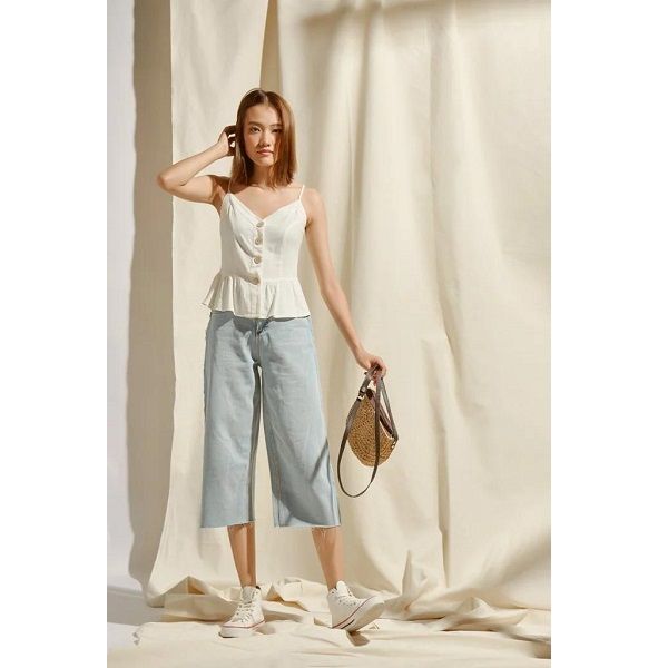Áo Hai Dây Nữ Màu Trắng Couple TX 4012 (Store 5703)
